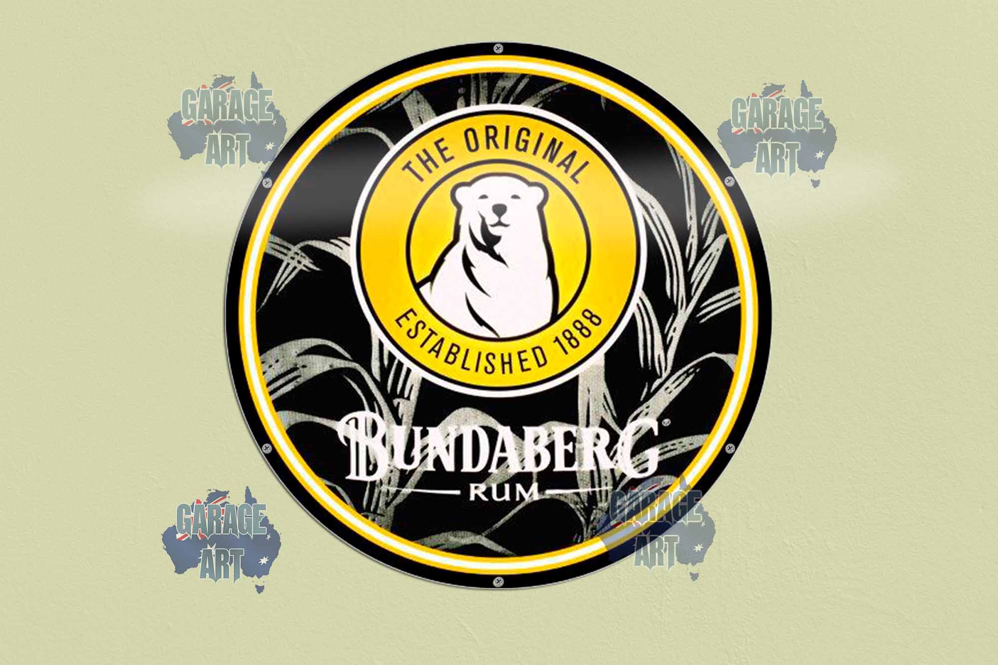 Bundaberg Rum Cane Field Logo 560Dia Tin Sign freeshipping - garageartaustralia