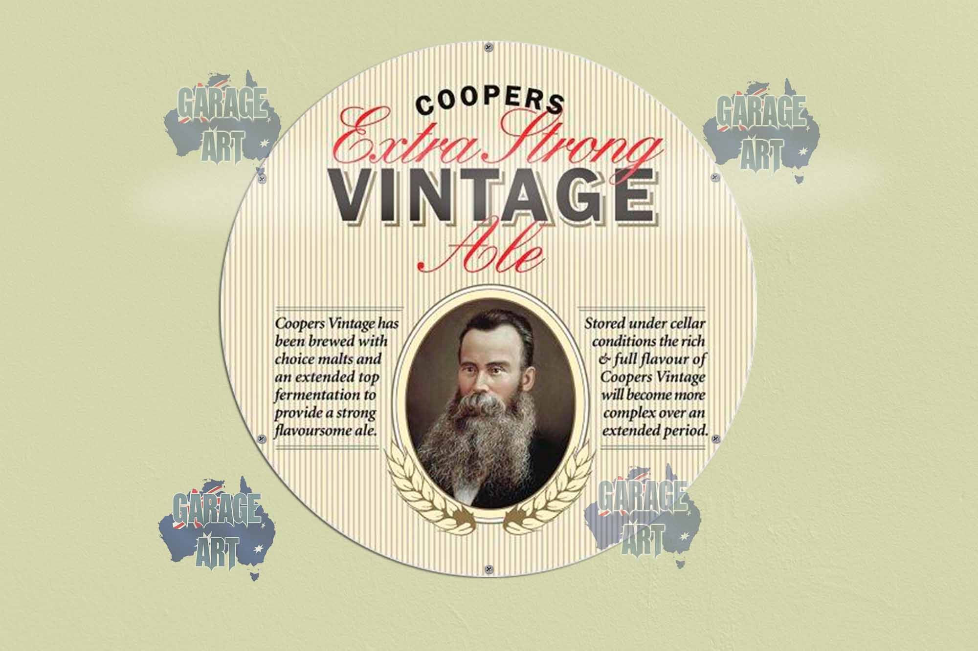 Coopers Vintage Ale Logo 560Dia Tin Sign freeshipping - garageartaustralia