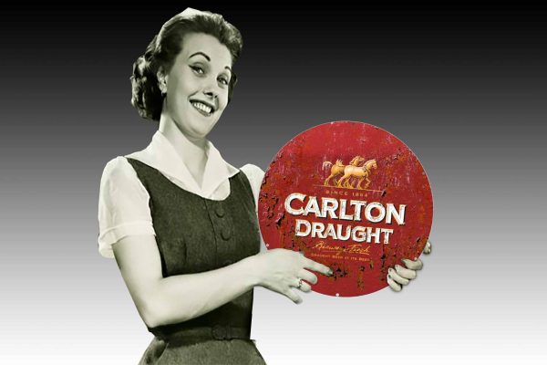 Carlton Draught Logo Rusty 560Dia Tin Sign freeshipping - garageartaustralia