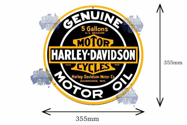 Genuine Harley Motor Oil 350 355mmDia Tin Sign freeshipping - garageartaustralia