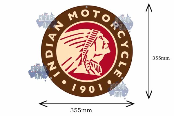 1901 Indian Motorcycles 355mmDia Tin Sign freeshipping - garageartaustralia
