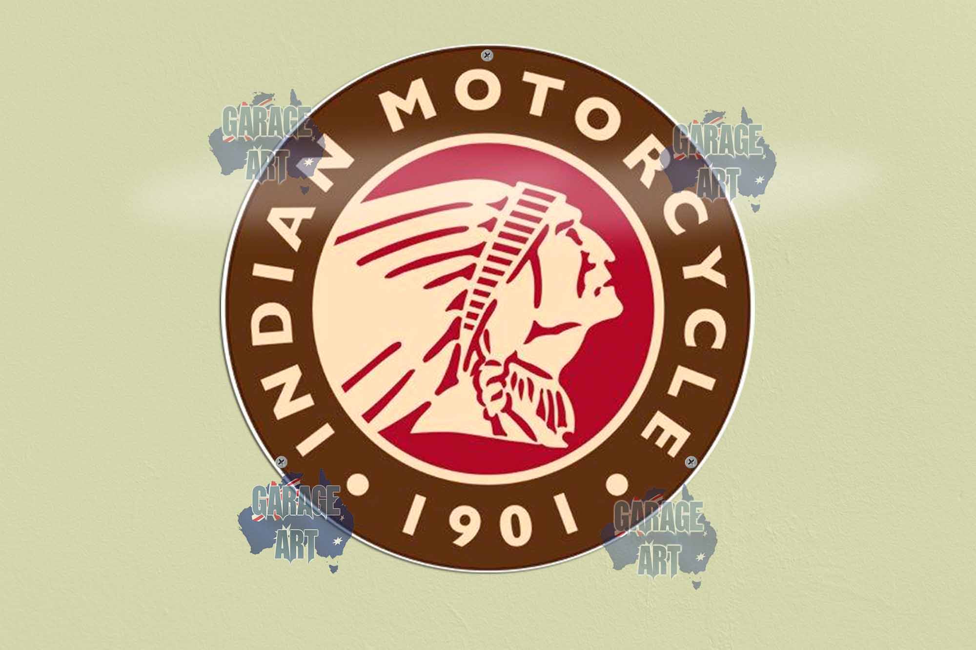 1901 Indian Motorcycles 355mmDia Tin Sign freeshipping - garageartaustralia