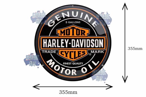 5 Gallon Genuine Harley Motor Oil 355mmDia Tin Sign freeshipping - garageartaustralia