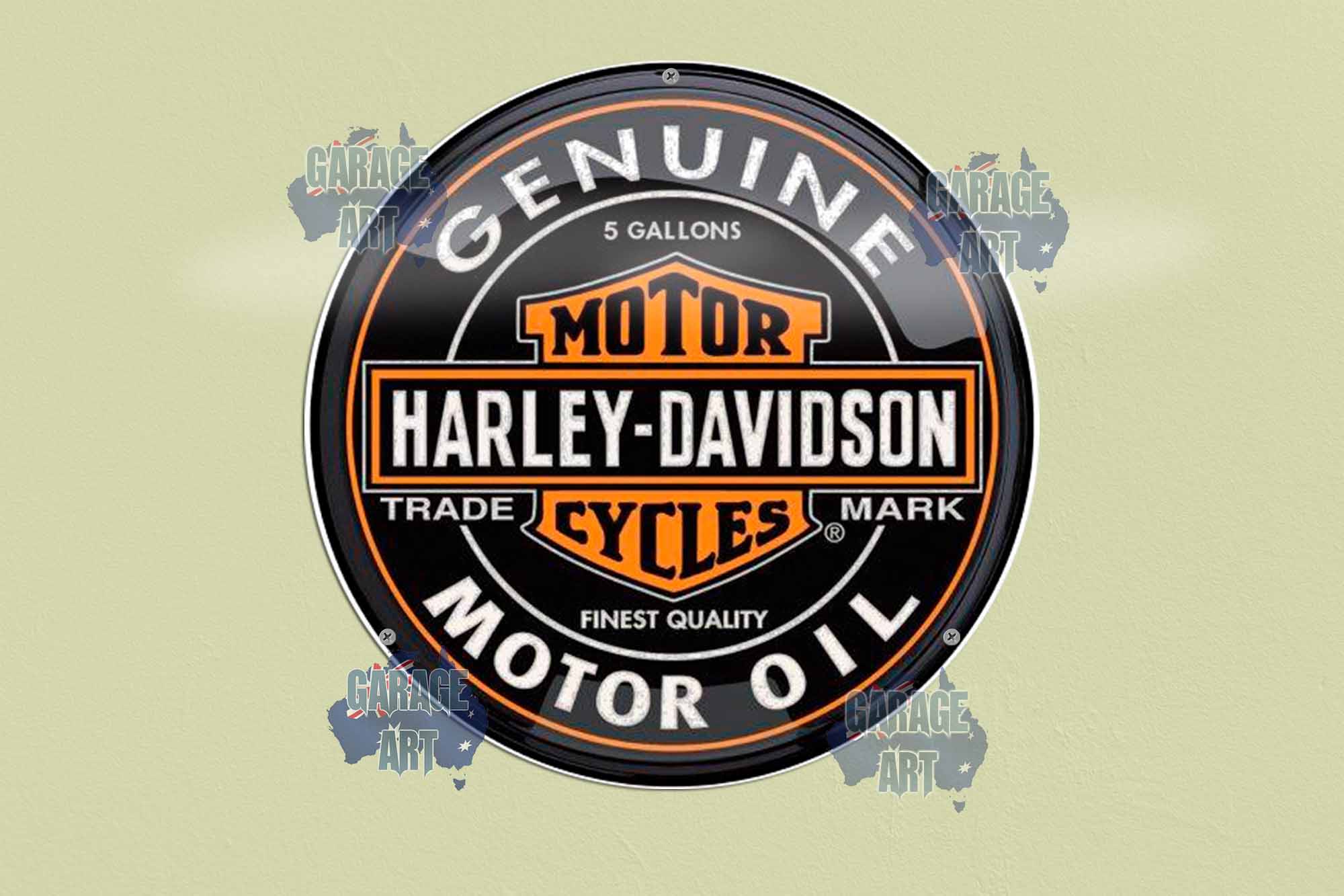 5 Gallon Genuine Harley Motor Oil 355mmDia Tin Sign freeshipping - garageartaustralia