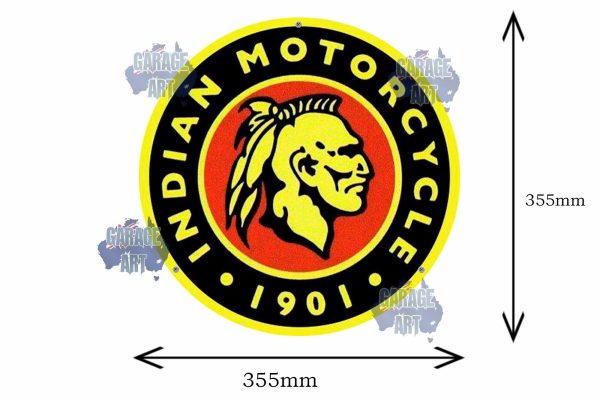 Indian Motorcycles 1901 355mmDia Tin Sign freeshipping - garageartaustralia