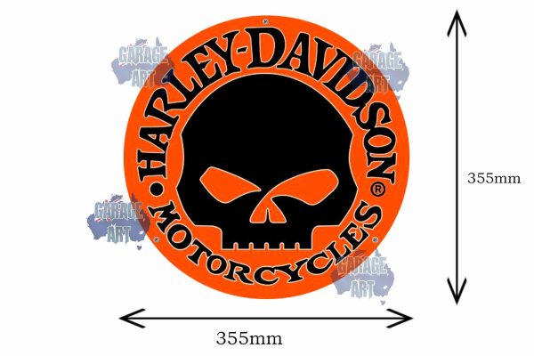 Harley Davidson Motorcycles Willie Logo 355mmDia Tin Sign freeshipping - garageartaustralia