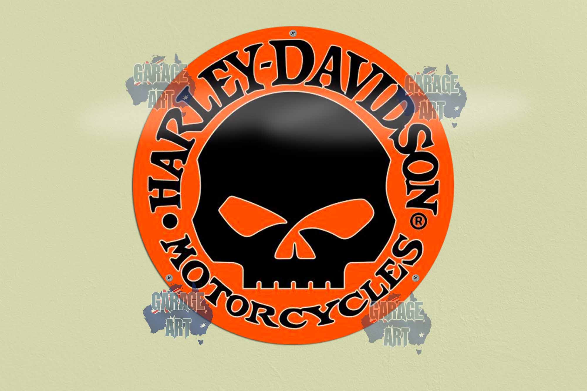 Harley Davidson Motorcycles Willie Logo 355mmDia Tin Sign freeshipping - garageartaustralia