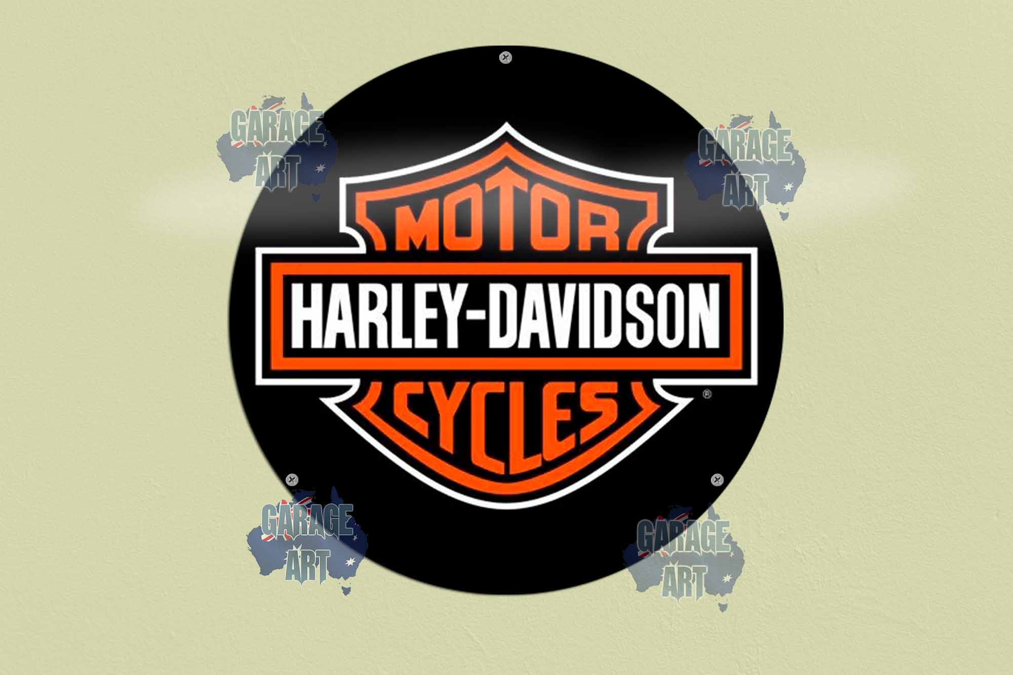Harley Davidson Logo 355mmDia Tin Sign freeshipping - garageartaustralia