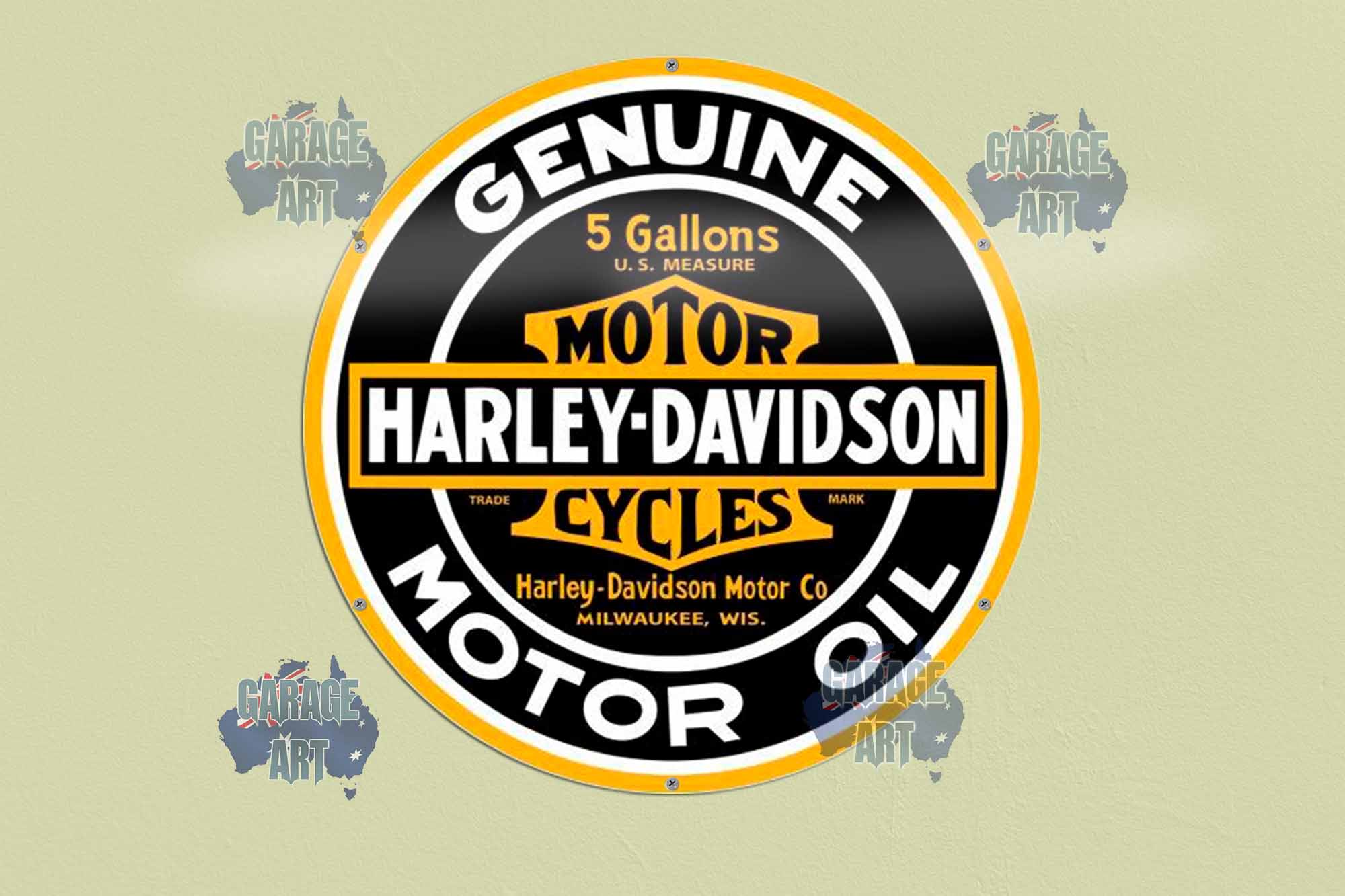 Harley Davidson Motor Oil Logo 560Dia Tin Sign freeshipping - garageartaustralia