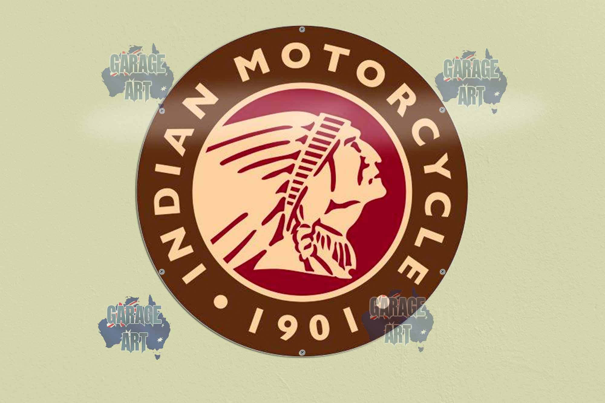 Indian Motorcycles 1901 Logo 560Dia Tin Sign freeshipping - garageartaustralia