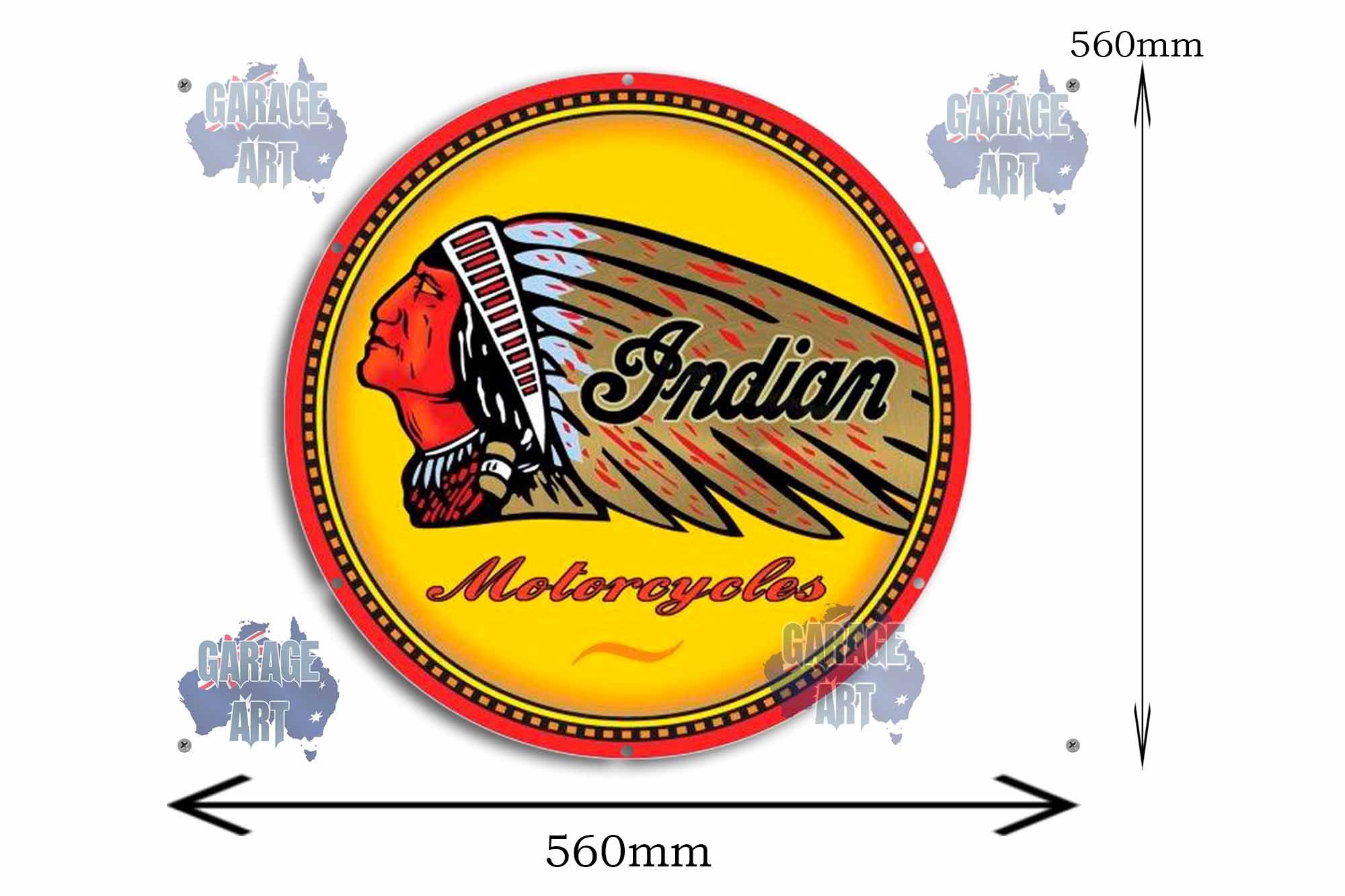 Indian Motorcycles Logo 560Dia Tin Sign freeshipping - garageartaustralia