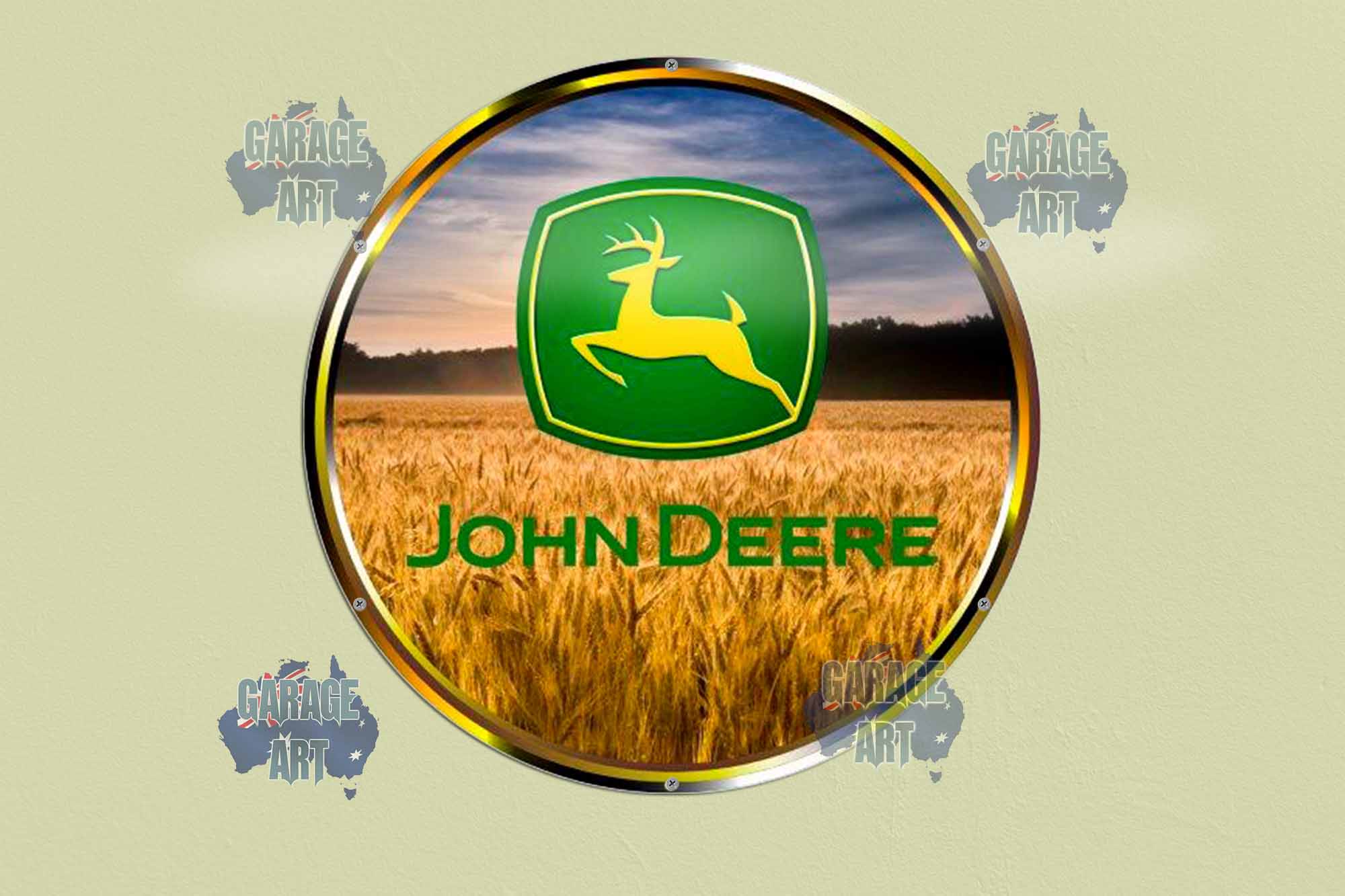 John Deere Logo 1 560Dia Tin Sign freeshipping - garageartaustralia