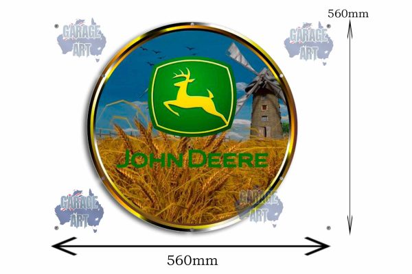 John Deere Logo 2 560Dia Tin Sign freeshipping - garageartaustralia
