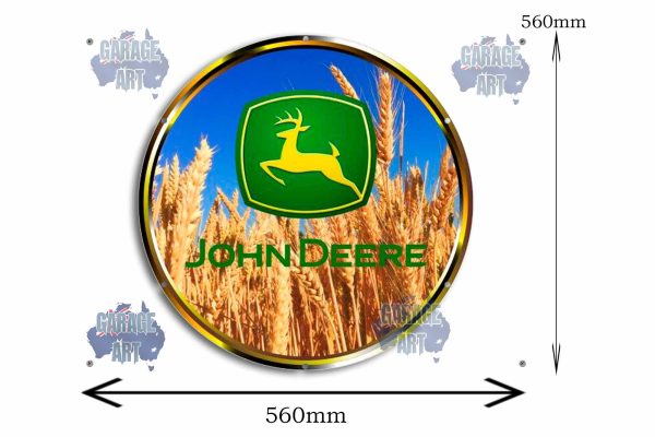 John Deere Logo 3 560Dia Tin Sign freeshipping - garageartaustralia
