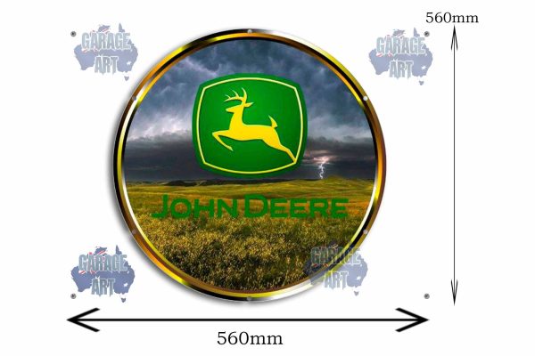 John Deere Logo 4 560Dia Tin Sign freeshipping - garageartaustralia