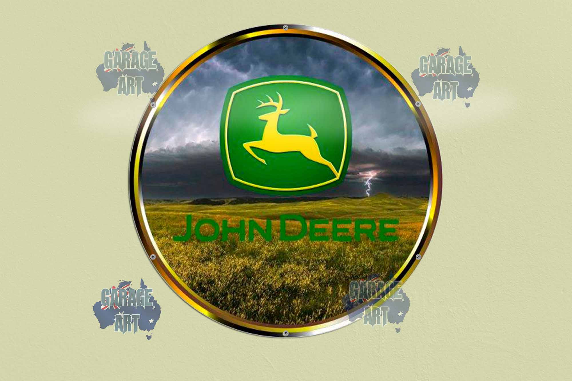 John Deere Logo 4 560Dia Tin Sign freeshipping - garageartaustralia