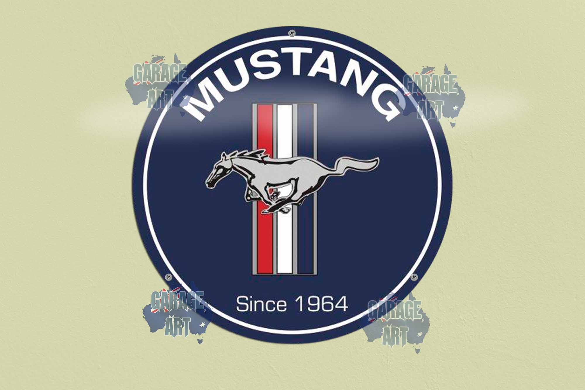 Mustang Blue 355mmDIa Tin Sign freeshipping - garageartaustralia