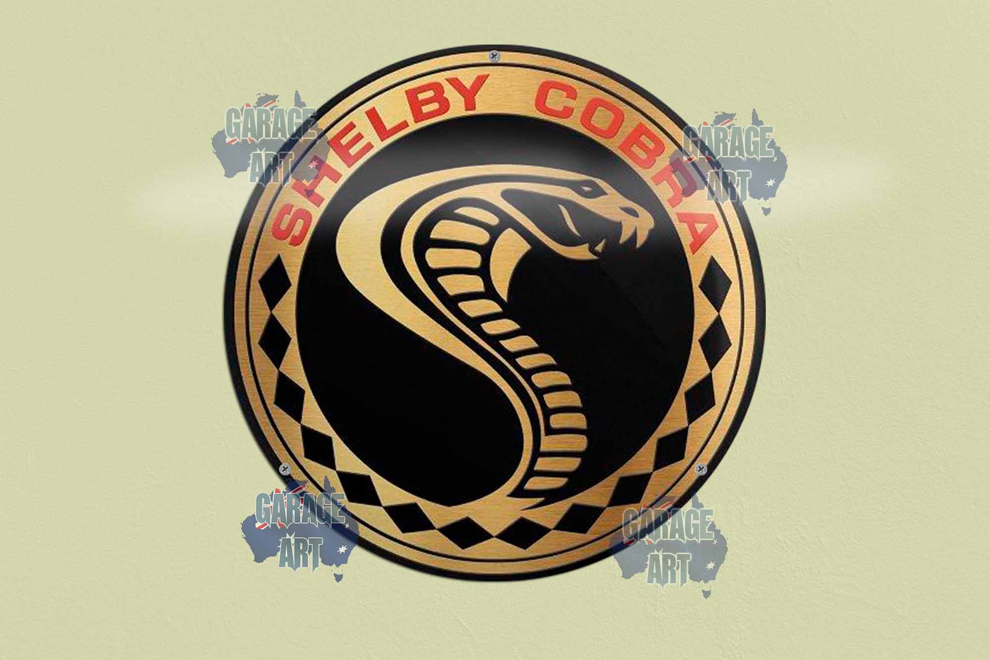 Shelby Cobra Gold 355mmDIa Tin Sign freeshipping - garageartaustralia