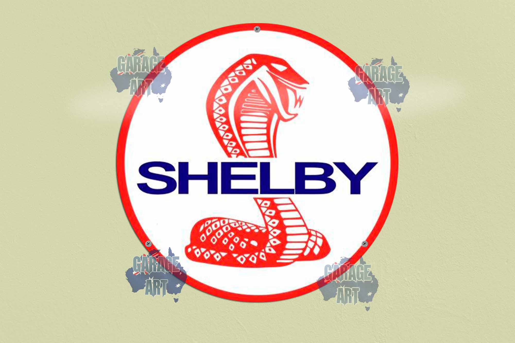 Shelby White 355mmDIa Tin Sign freeshipping - garageartaustralia