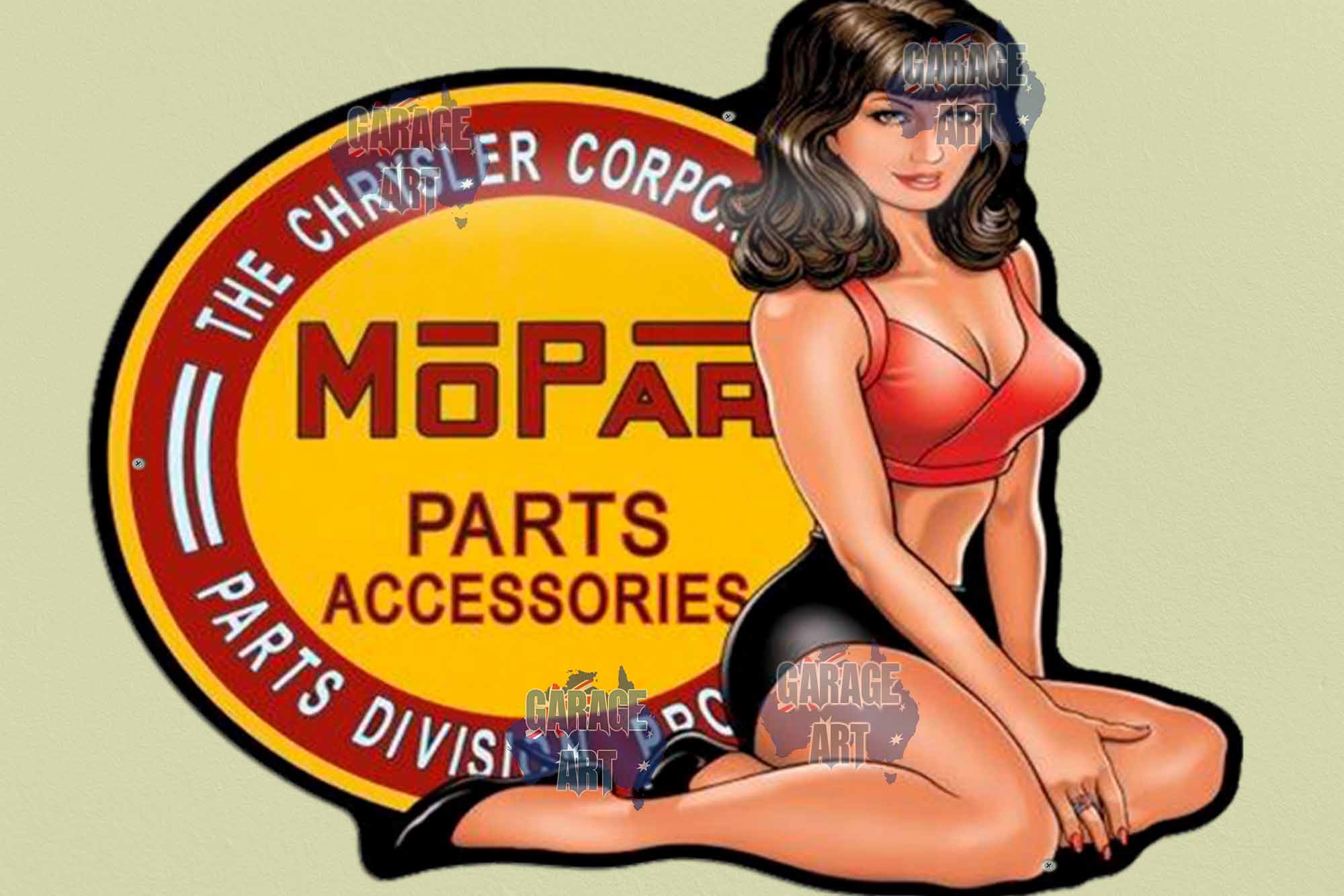 Chrysler Valiant Mopar Parts Pinup Tin Sign freeshipping - garageartaustralia