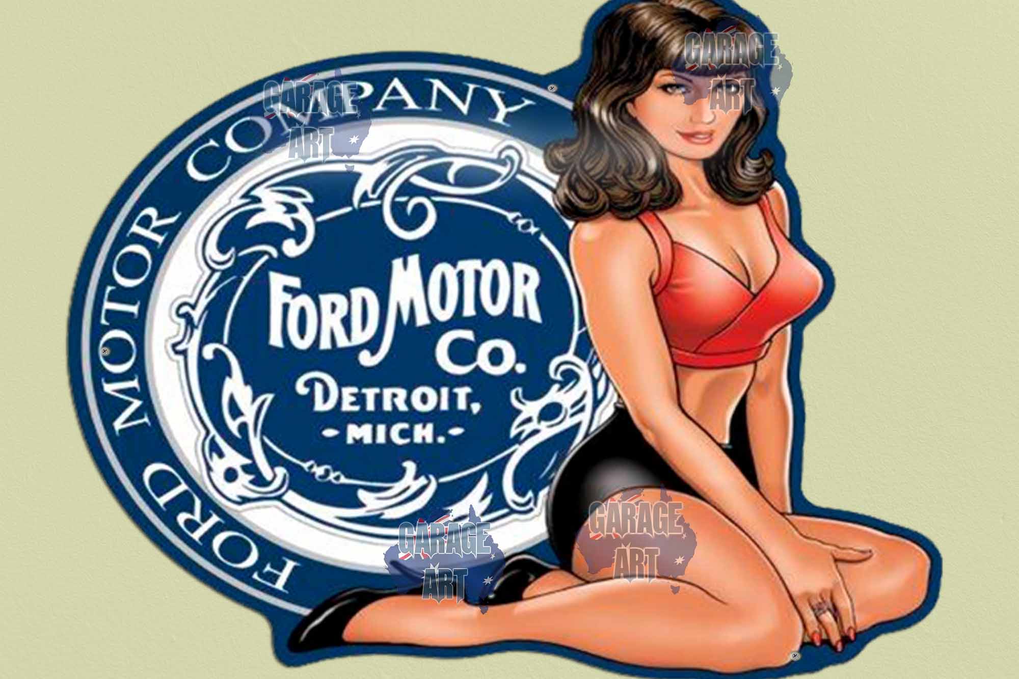 Ford Motor Co Pinup Tin Sign freeshipping - garageartaustralia