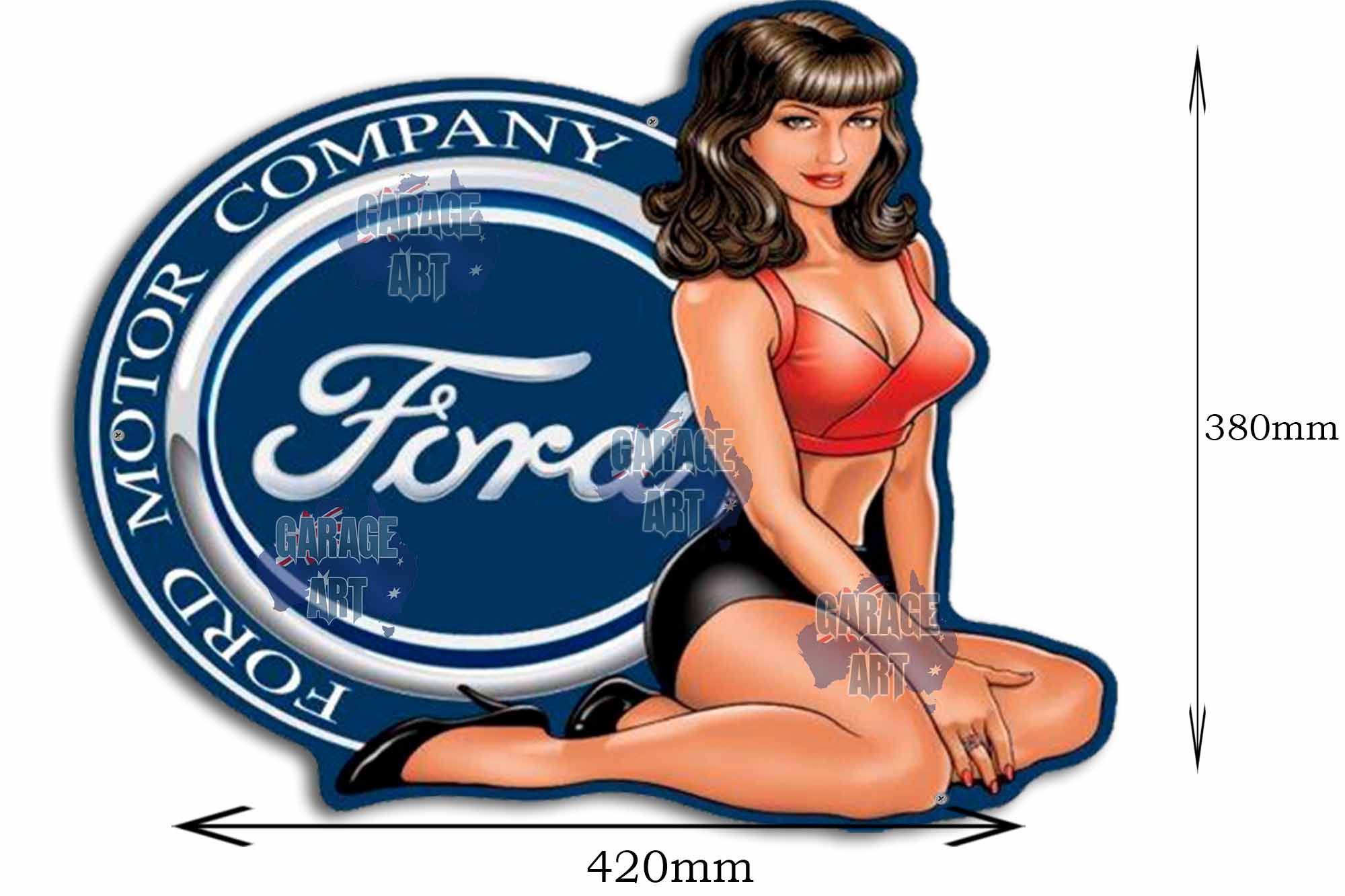 Ford Motor Company Pinup Tin Sign freeshipping - garageartaustralia