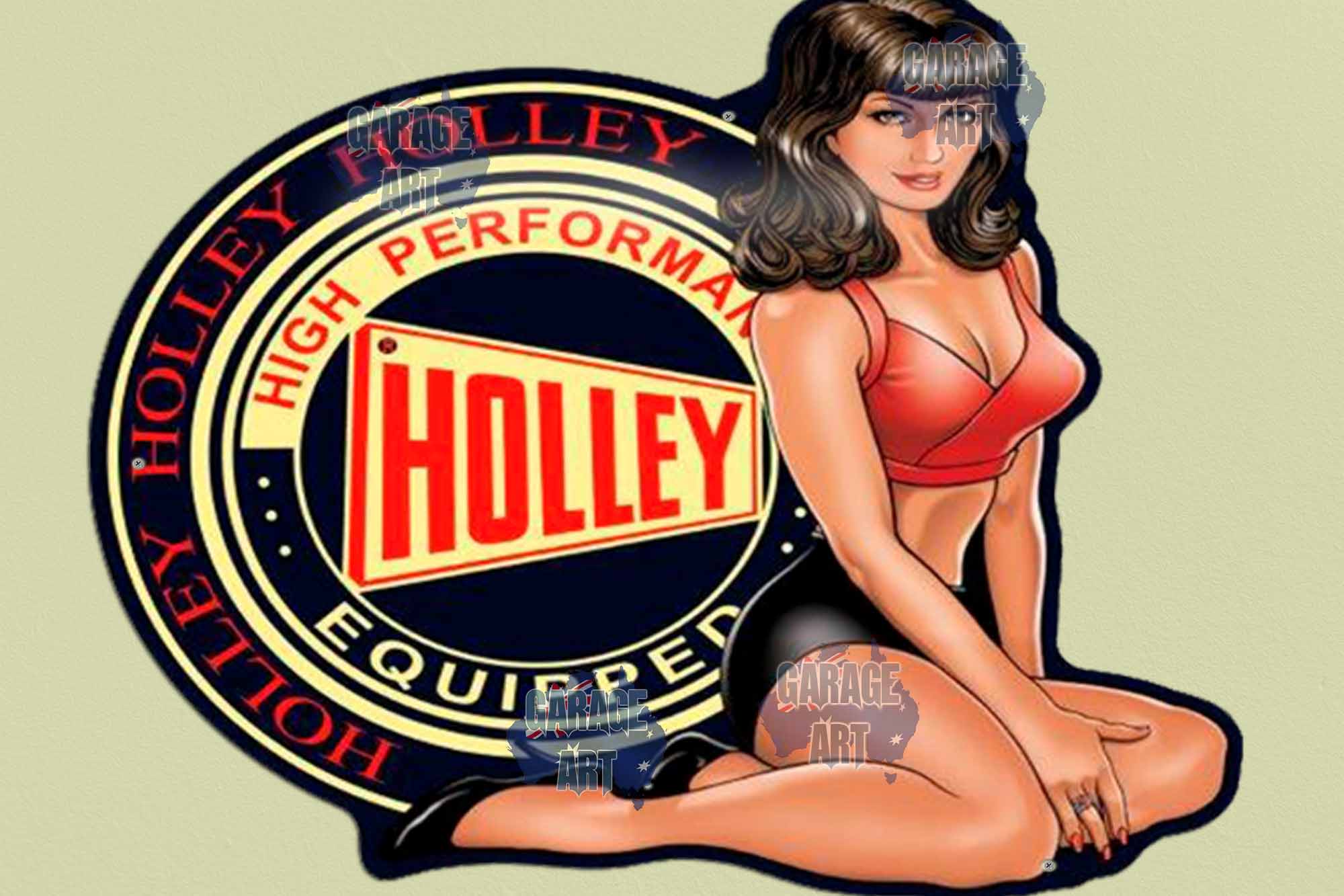 Holley High Performance Pinup Tin Sign freeshipping - garageartaustralia