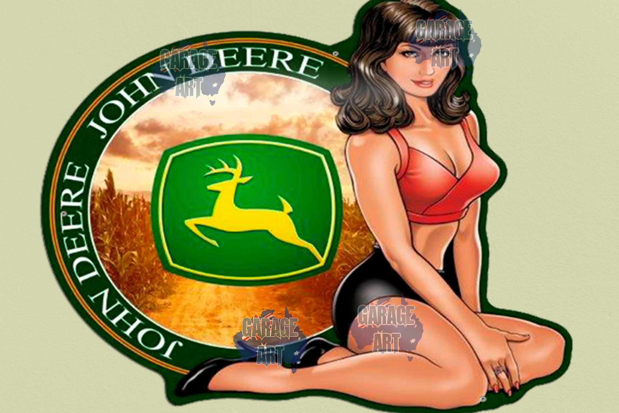 John Deere Logo Pinup Tin Sign freeshipping - garageartaustralia