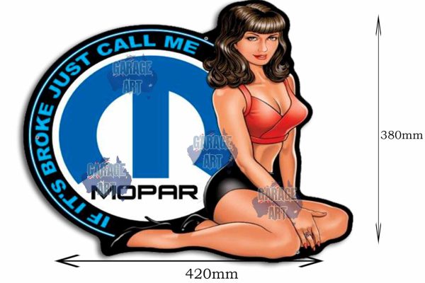 Mopar M Pinup Tin Sign freeshipping - garageartaustralia