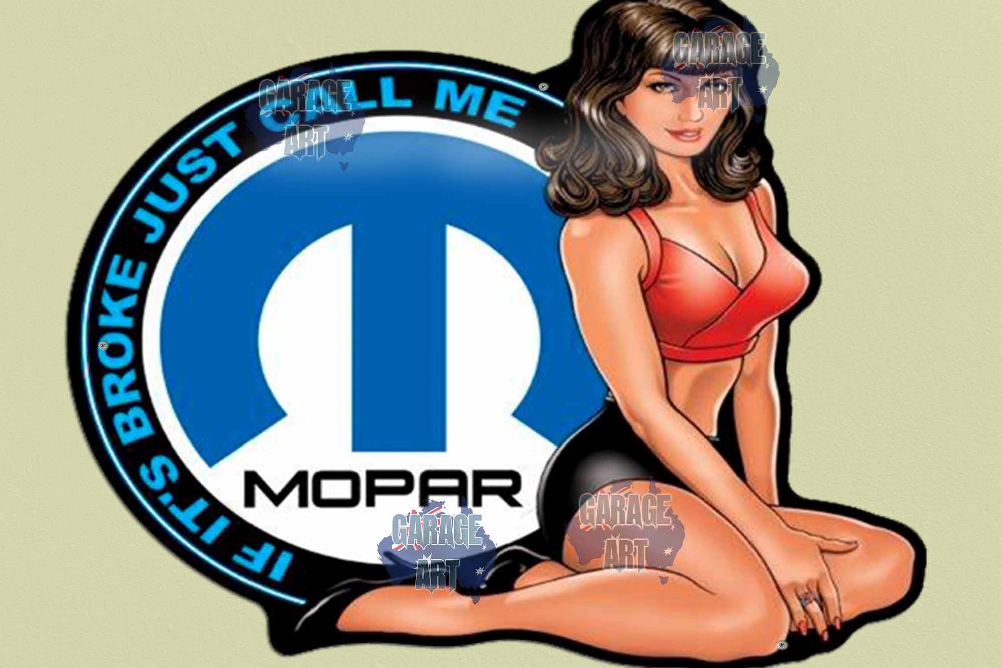 Mopar M Pinup Tin Sign freeshipping - garageartaustralia