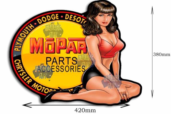 Mopar Parts and accessories Pinup Tin Sign freeshipping - garageartaustralia