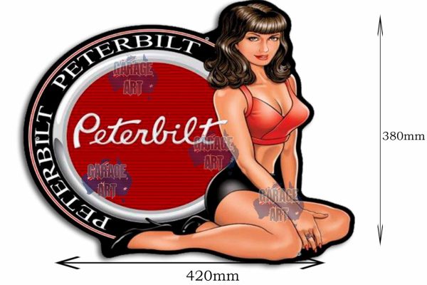 Peterbilt Trucks Logo Pinup Tin Sign freeshipping - garageartaustralia