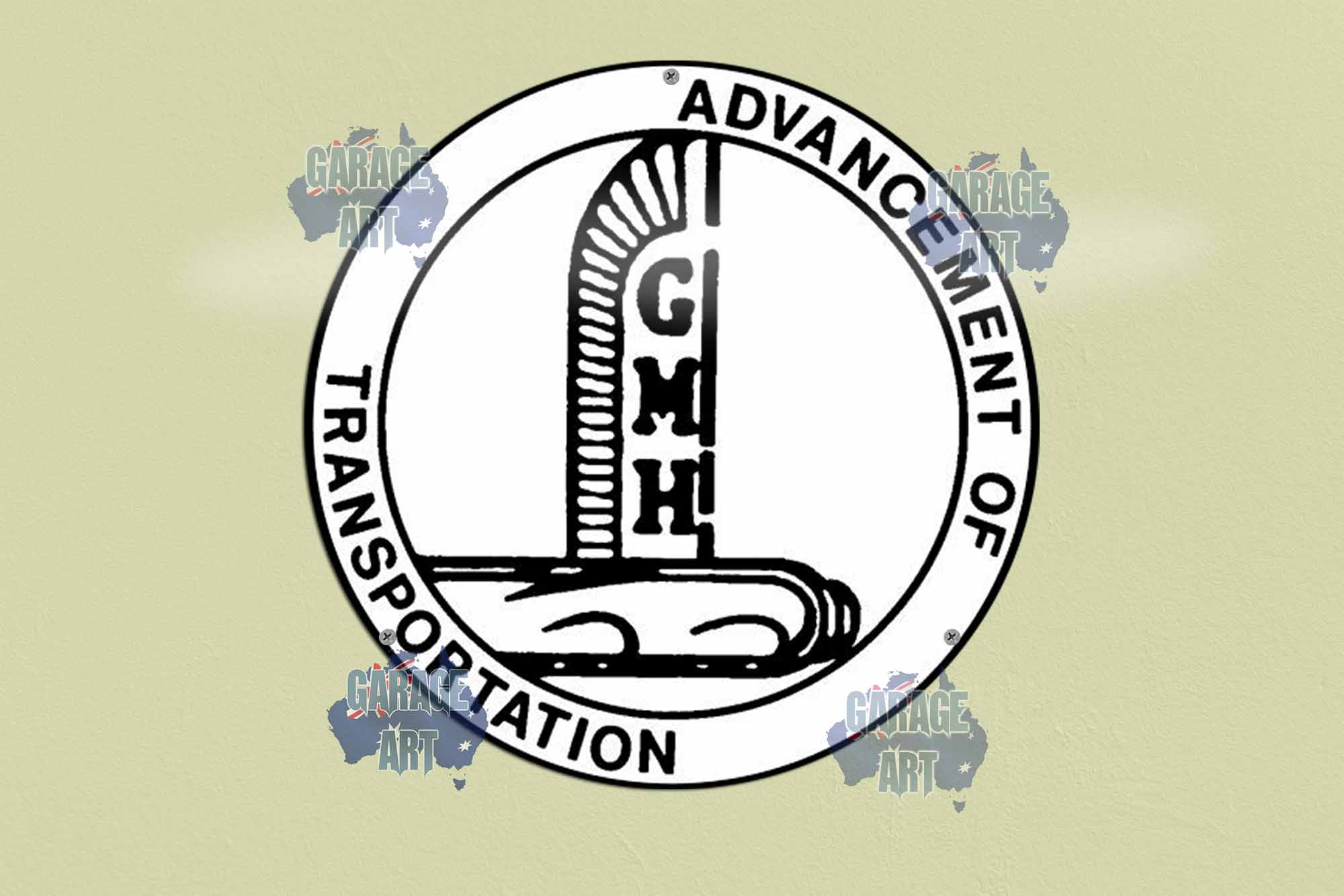 GMH Transport 355mmDia Tin Sign freeshipping - garageartaustralia