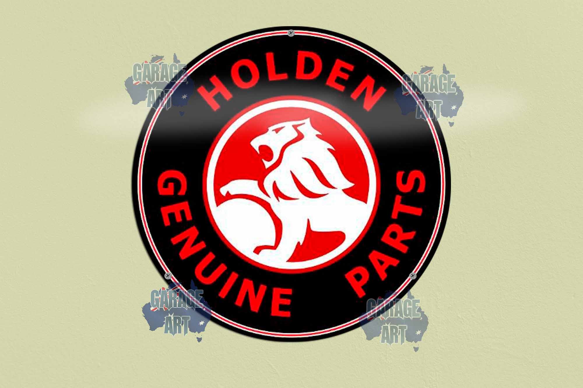 Holden Genuine Parts Red Retro Logo 355mmDia Tin Sign freeshipping - garageartaustralia