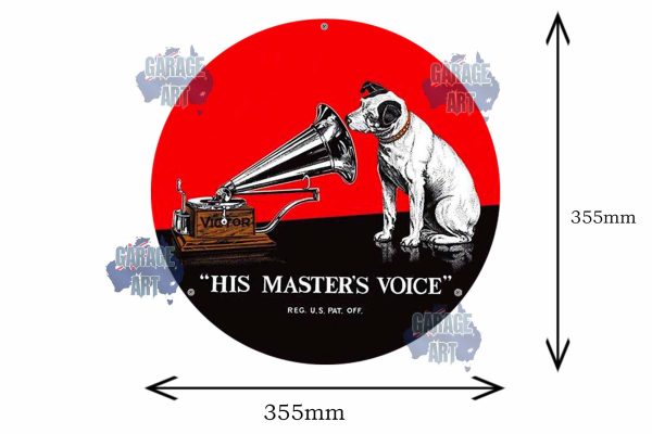 His Masters Voice 355mmDIa Tin Sign freeshipping - garageartaustralia