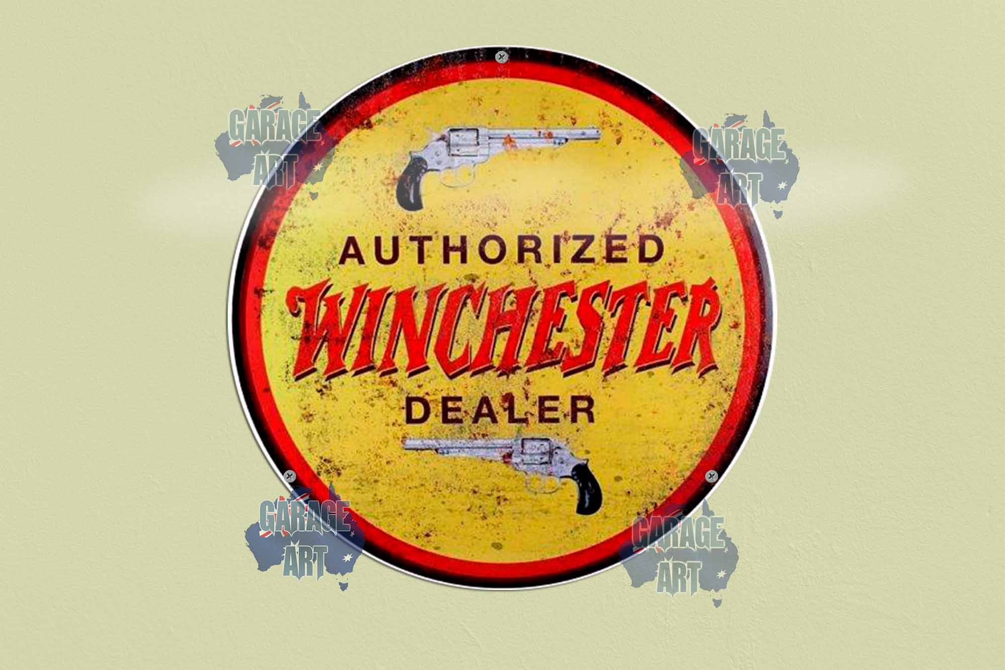 Winchester 355mmDIa Tin Sign freeshipping - garageartaustralia
