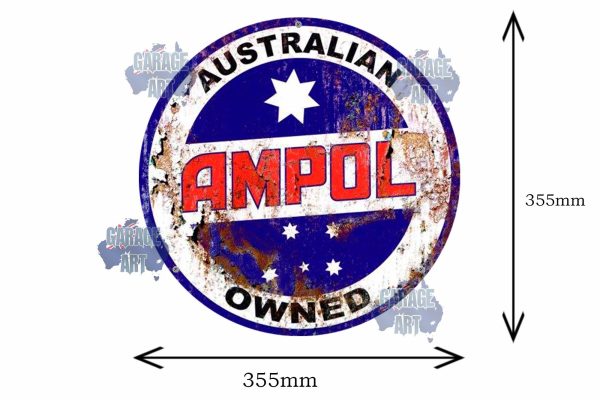 Ampol Rust 355mmDia Tin Sign freeshipping - garageartaustralia