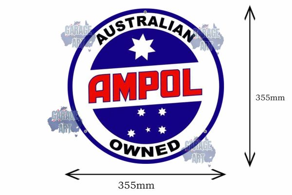 Ampol 355mmDia Tin Sign freeshipping - garageartaustralia
