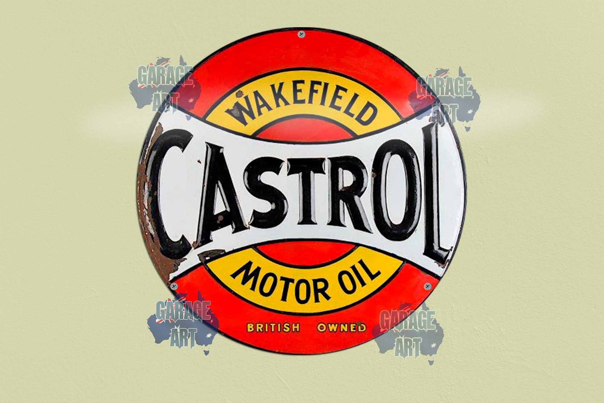Castrol Wakefield 3D 355mmDia Tin Sign freeshipping - garageartaustralia
