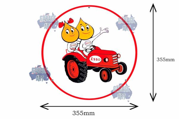Esso Red Tractor 355mmDia Tin Sign freeshipping - garageartaustralia