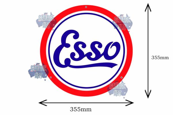 Esso 355mmDia Tin Sign freeshipping - garageartaustralia