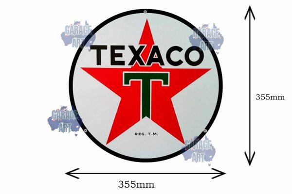 Texaco Old Logo 3D 355mmDIa Tin Sign freeshipping - garageartaustralia