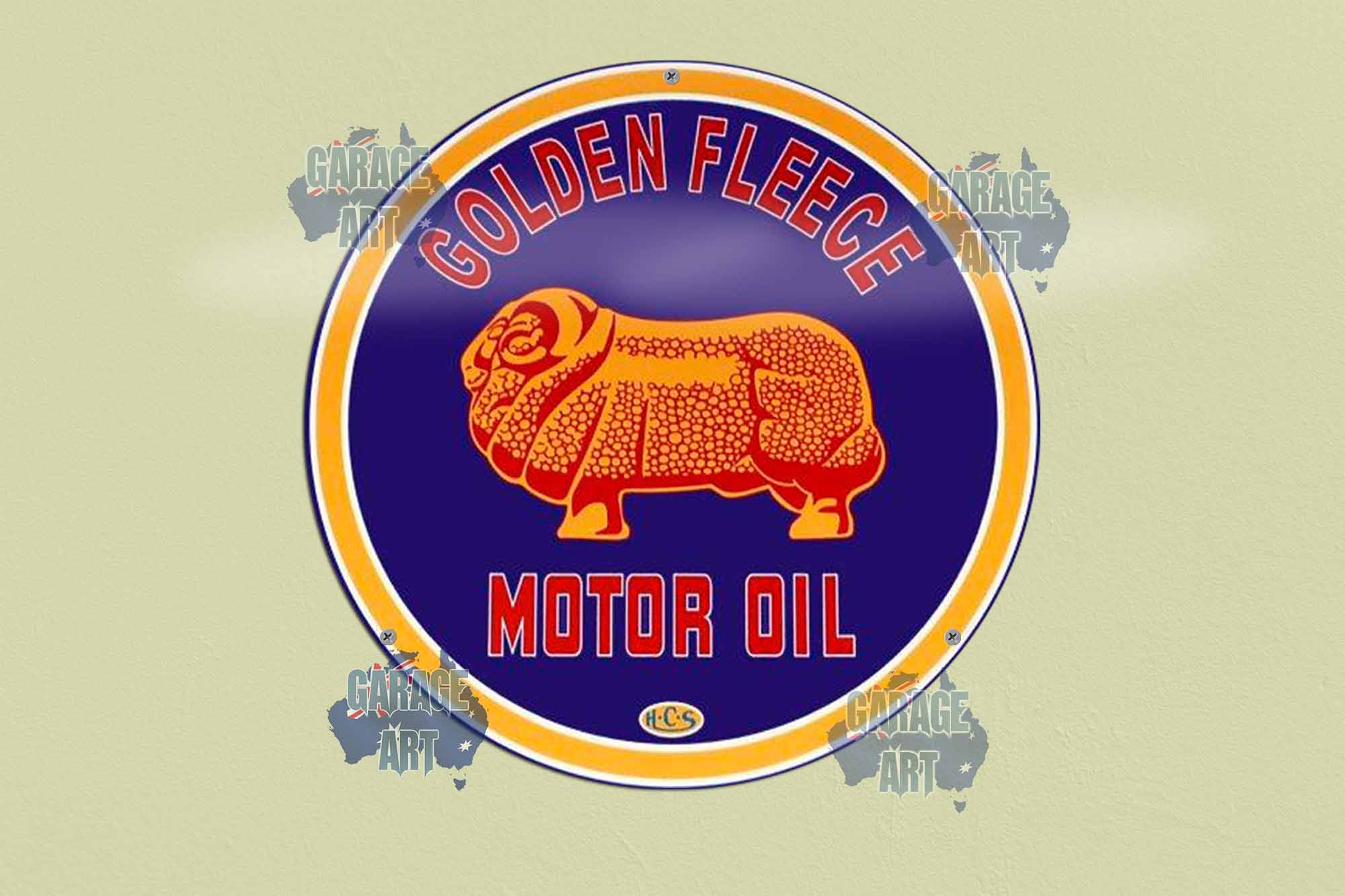 Golden Fleece Motor Oil 355mmDia Tin Sign freeshipping - garageartaustralia