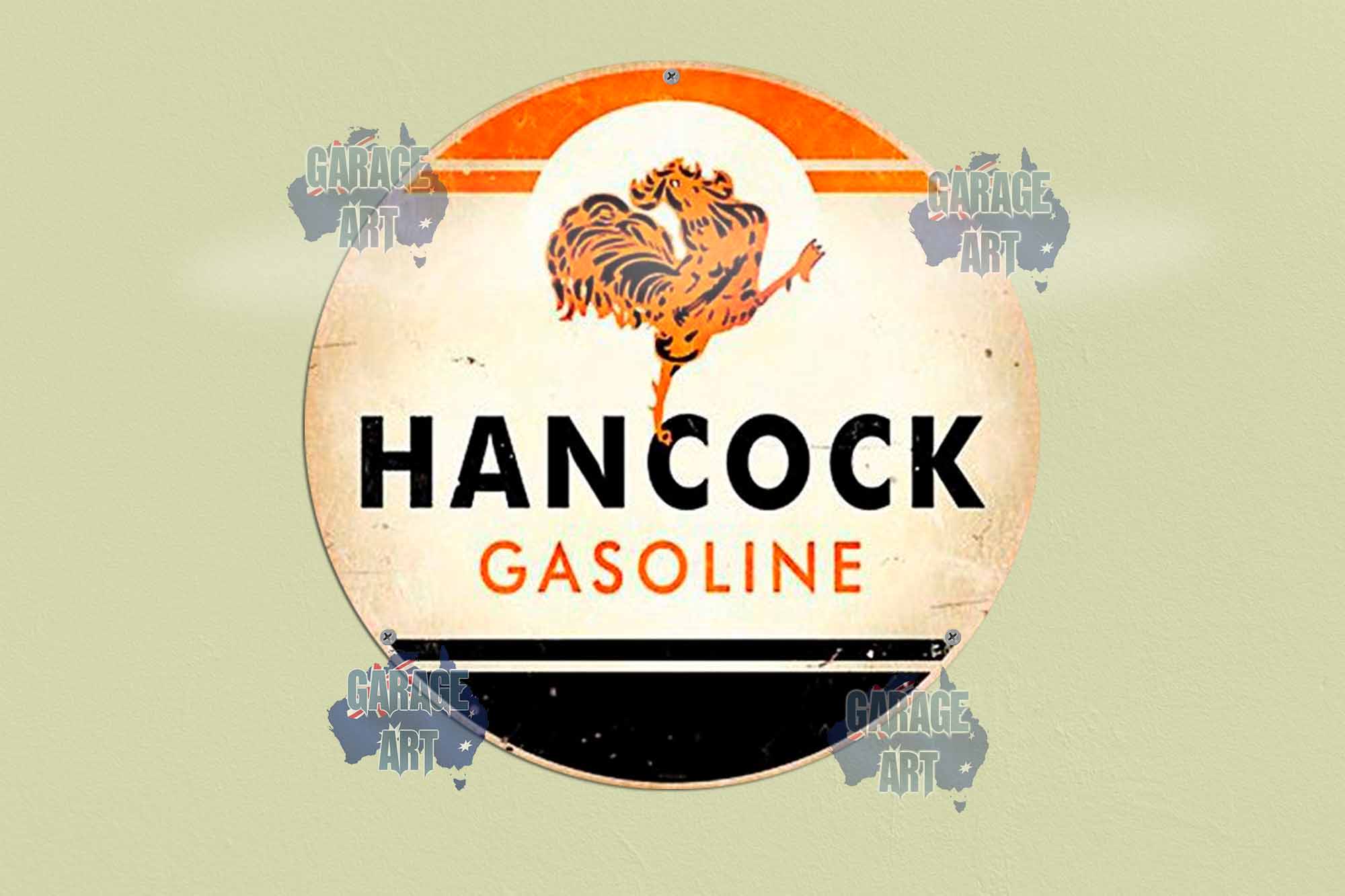 Hancock Gasoline 3D 355mmDIa Tin Sign freeshipping - garageartaustralia
