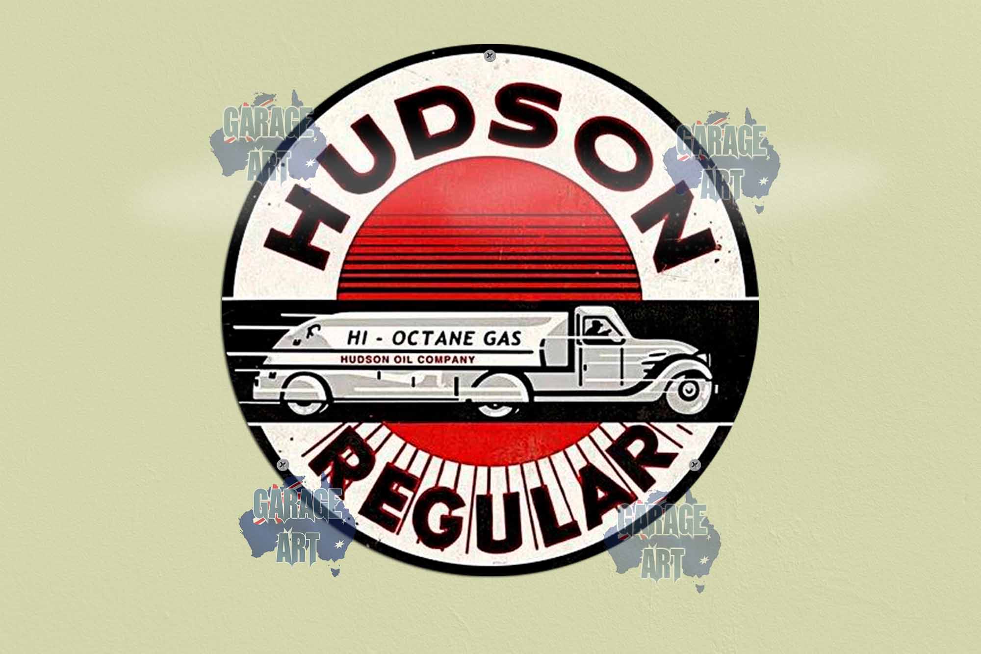 Hudson Regular 3D 355mmDIa Tin Sign freeshipping - garageartaustralia