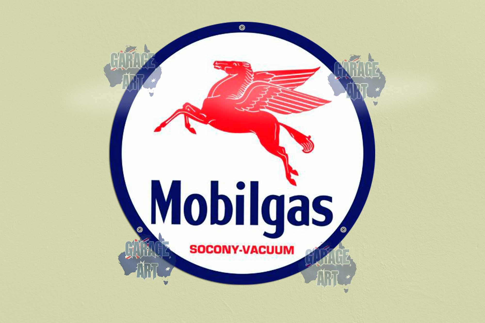 Mobil Gas 3D 355mmDIa Tin Sign freeshipping - garageartaustralia