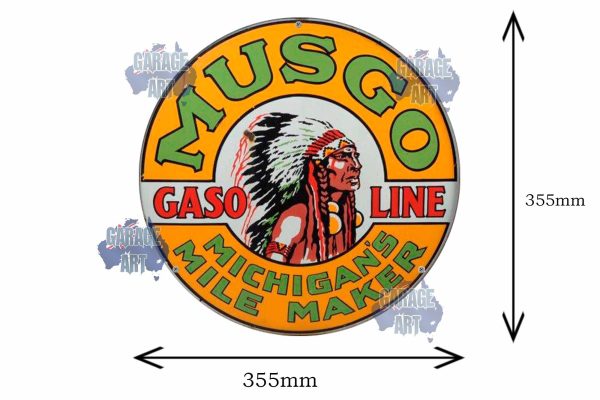 Musgo Gasoline 3D 355mmDIa Tin Sign freeshipping - garageartaustralia