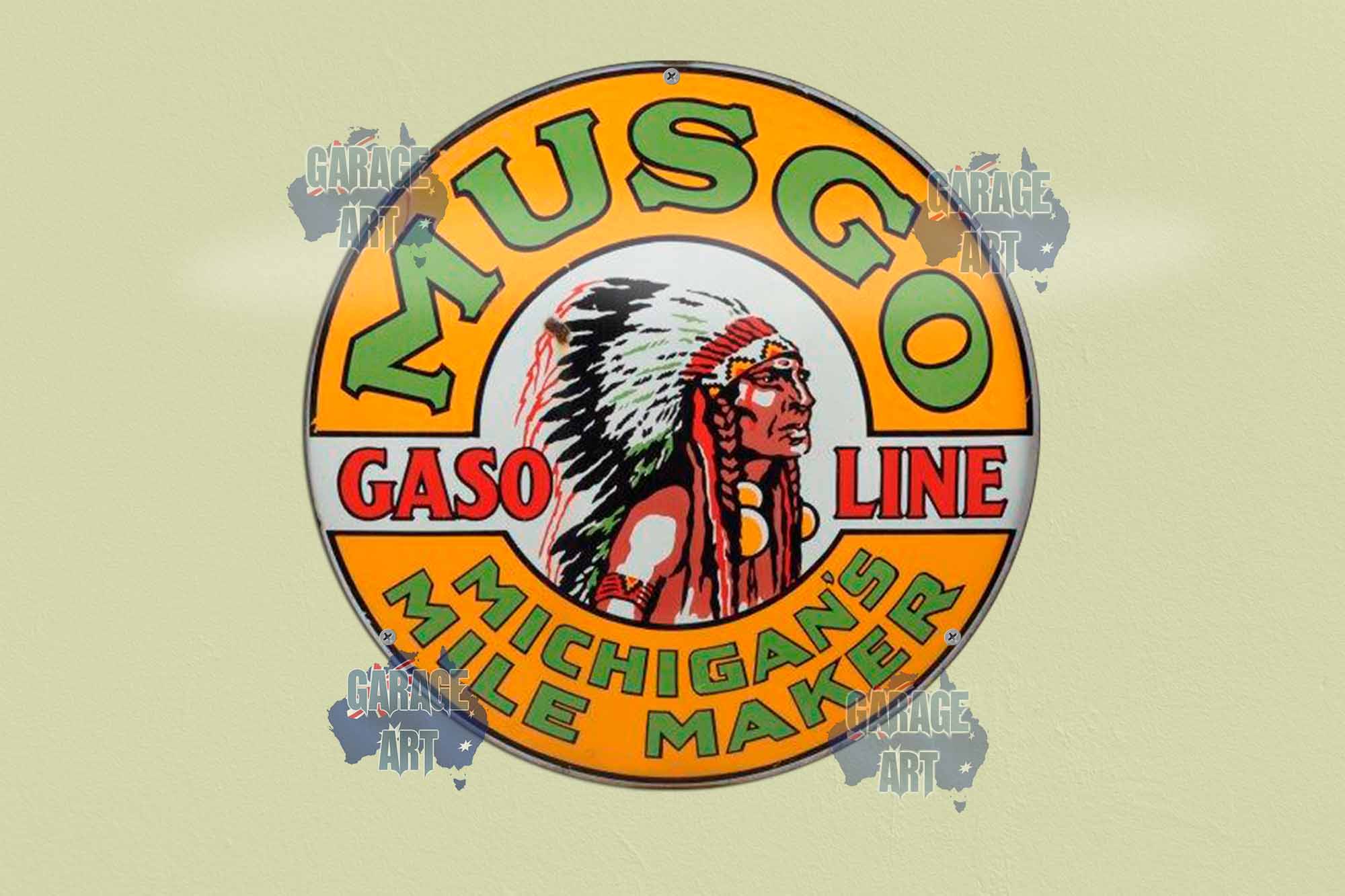 Musgo Gasoline 3D 355mmDIa Tin Sign freeshipping - garageartaustralia