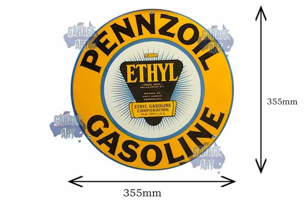 Pennzoil Gasoline 3D 355mmDIa Tin Sign freeshipping - garageartaustralia