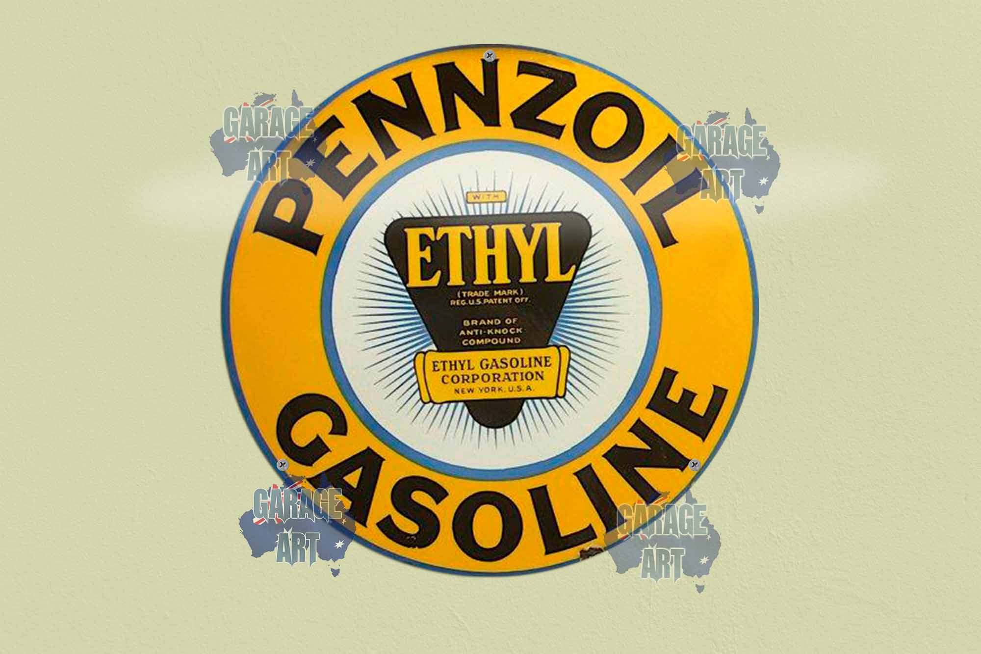 Pennzoil Gasoline 3D 355mmDIa Tin Sign freeshipping - garageartaustralia